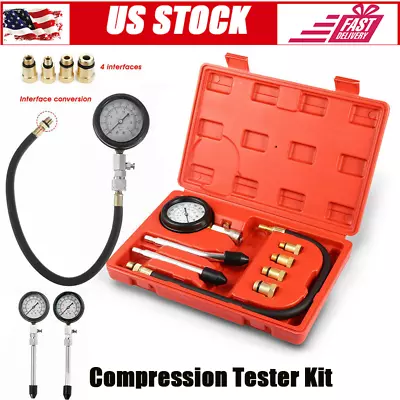 Petrol Engine Cylinder Compression Tester Kit For Automotive Motorcycle Tool Kit • $18.99