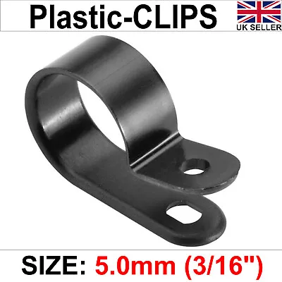 £2.99 • Buy P Clips Nylon Black Plastic Clamp Hose Cable Holder 5.0mm (3/16) Mounting P Clip