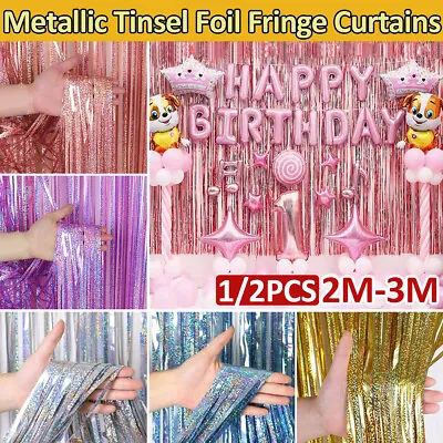 £2.99 • Buy NEW Sequins Foil Fringe Tinsel Shimmer Curtain Door Wedding Birthday Party 2/3M