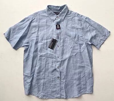 Roundtree & Yorke Nwt Linen Cotton Blend Short Sleeve Button Up Shirt Large • $14.99