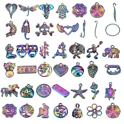 20pcs Multi-color Alloy Metal Pendants Rainbow Dangle Charms Cute Hang Ornament • $11.56