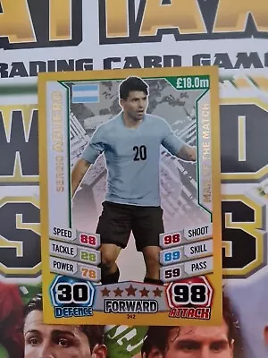 Match Attax World Stars 2014 Man Of The Match Sergio Aguero • £1.50