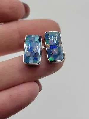 Jay King Mine Finds DTR Mosaic Opal Inlay Sterling Silver 925 Earrings Posts • $99.99