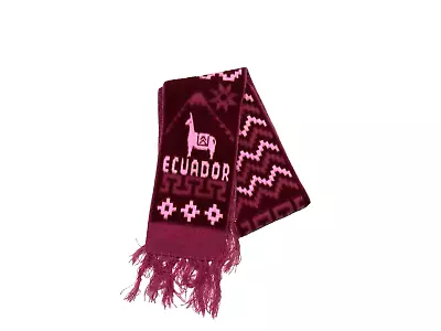 Vintage Handmade Ecuadorian Scarf Shawl Purple Fuchsia Pink Wool Alpaca Ecuador • $45.50