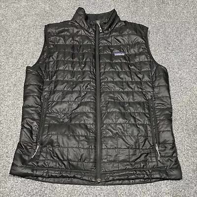 Patagonia Nano Puff Vest Mens Large Black Full Zip Primaloft Company Logo • $52.99