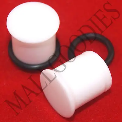 1307 White Acrylic Single Flare 00 Gauge 00G Ear Plugs 10mm MallGoodies 1 Pair • $7.95