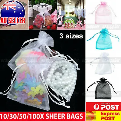 $4.91 • Buy 100PCS Organza Bag 3 Sizes Sheer Bags Jewellery Wedding Candy Packaging Gift HOT