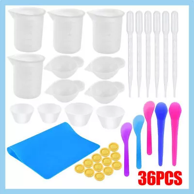 36PCS DIY Silicone Mixing Measuring Cups UV Resin Mold DIY Casting Jewelry Tool • $14.53