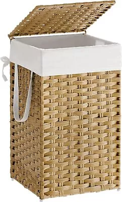 Laundry Hamper With Lid 17.2 Gallon Synthetic Rattan Clothes Laundry Basket • $34.19