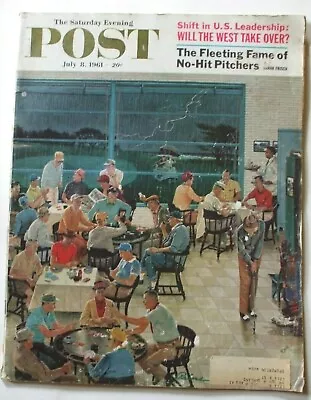 SATURDAY EVENING POST July 8 1961 Ben Prins Cover Baseball De Gaulle • $14