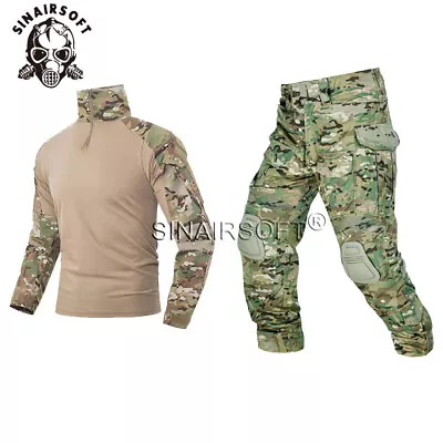 Tactical Military G3 Combat Shirt & Pants With Knee Pads Uniform BDU Paintball • £89.99