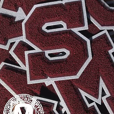 Maroon/Grey 6  Chenille Varsity Letter Patches (A-Z) MADE IN USA • $28.99