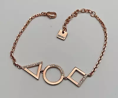 £15 • Buy DKNY Rose Gold Plated Geometric Bracelet With Crystal From Swarovski