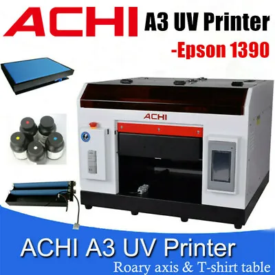 A3 UV Printer Epson1390 For Flatbed Cylindrical Glass Metal 3D Rotation Embossed • $3039.05