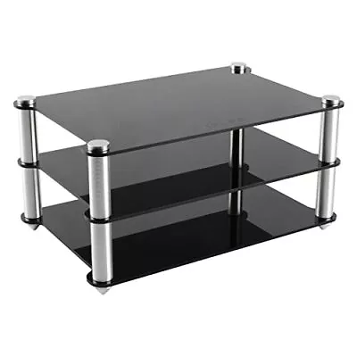 Mini Audio Component Rack Black Acrylic 2-Layer Rack Aluminium Holders Small ... • $43.12