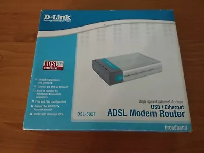 D-Link ADSL Modem Router USB/Ethernet DSL-502T ADSL/2+ • $12.95