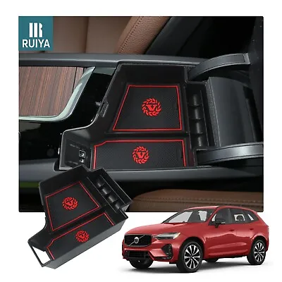 RUIYA Car Center Armrest Storage Tray Organizer Box Red For 2018-2024 Volvo XC60 • $22.03