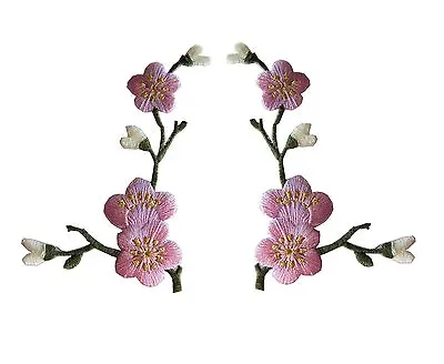 #3958P 2Pcs Quince Sakura Cherry Flower Embroidery Iron On Applique Patch-L&R • $3.55