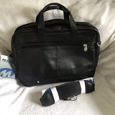 McKlein  17  Leather Expandable Double Compartment Laptop Briefcase NWT • $75