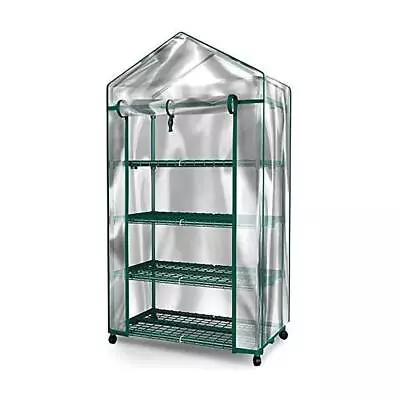 Mini Greenhouse - 4 Tiers Indoor Outdoor Greenhouse With Wheels • $52.81