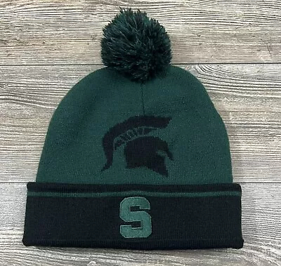 Michigan State Spartans Knit Winter Hat Green/Black Pom Pom Cuffed 9  • $12