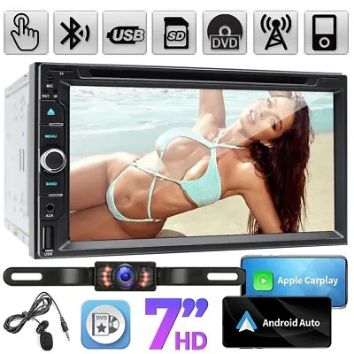 7  Double 2Din Car Stereo With Apple Carplay Android Auto Play DVD Radio+Camera • $114.59