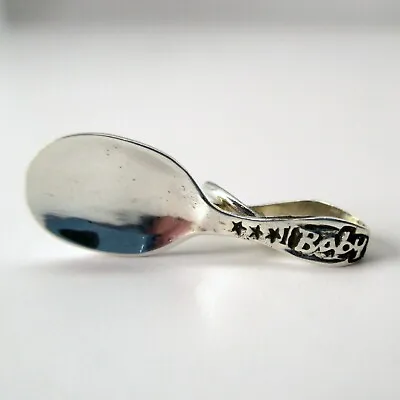 Sterling Silver BABY SPOON Charm For Bracelet  PENDANT Baby Shower Gift VINTAGE • $20