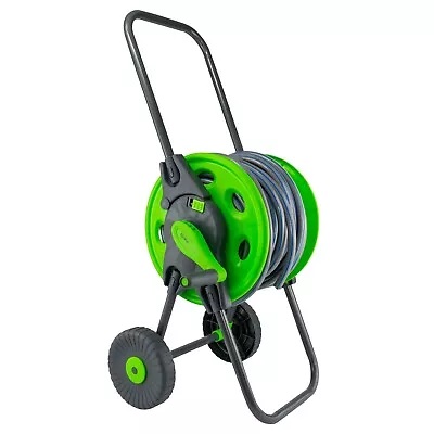 45m Hose Reel Cart Trolley Folding Handles Free Standing Hose Storage LIME • £21.29