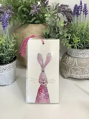 Bookmark / Page Marker Laminated Painting  Bunny Rabbit  Dottie With Tassel • $10.95