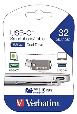 Verbatim USB C 3.1 Smartphone / Tablet Dual USB Flash Drive Memory 16gb # (NEW) • $25.98