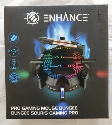 ENHANCE Pro Gaming Mouse Bungee Cable Holder - 4 Port USB Hub & 7 LED Modes • $14.95