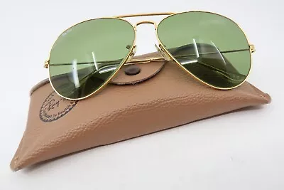 Vintage B&L Ray Ban Aviator Sunglasses W/case USA 62-14 Etched BL Men's M/L • $18.67