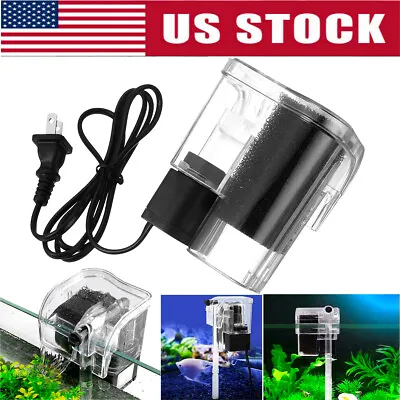 Mini Aquarium Fish Tank Waterfall Hang On External Oxygen Pump Water Filter USA • $8.89