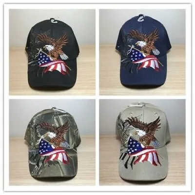 Soaring Eagle PATRIOTIC USA Flag Embroidered Shadow Hat Cap (Black) • $9.88