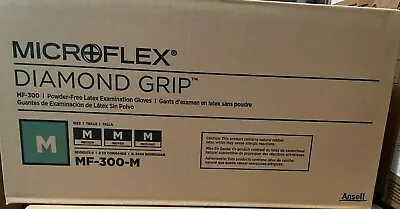 Microflex MF300M Diamond Grip Latex Gloves Medium --1 Case-  1000 Count • $113.99