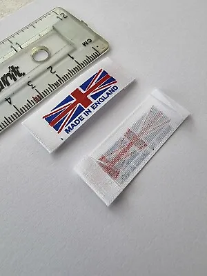 100 Pcs X Made In England Union Jack Satin Sew In Labels 40mm X 15mm Folded Edge • £7.99