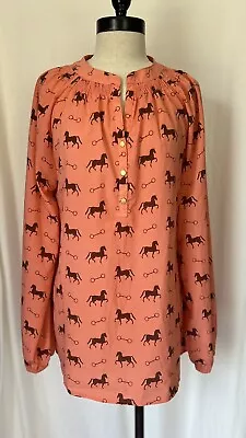 MacBeth Collection By Margaret Josephs Orange Horse Blouse Top Womens XL • $15.99