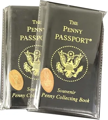 2 Penny Passport Albums For US Elongated Penny 2 Folder + Gift 2 Free Coins Deal • $19.97