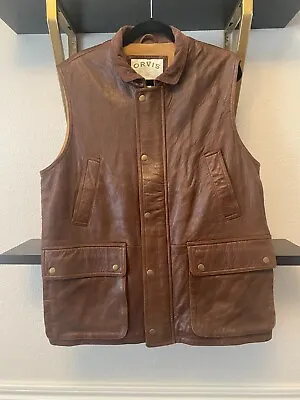 AMAZING Cond.  ORVIS Soft Leather Vest Munitions Size M - Brown Hunt Shoot Fish • $119