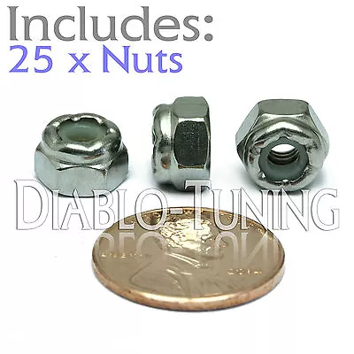 #8-32 NM - Qty 25 - Nylon Insert Hex Lock Nut SAE UNC - A2 Stainless Steel 18-8 • $6.86