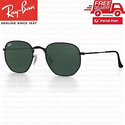 $134.99 • Buy Ray-Ban Hexagonal Flat Sunglasses Black Frame Green G-15 Lens RB3548 002 51mm