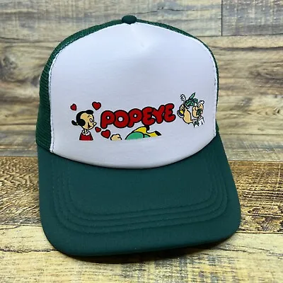 Popeye Mens Trucker Hat Green Snapback One Eyed Sailor Vintage Comic Ball Cap • $19.99