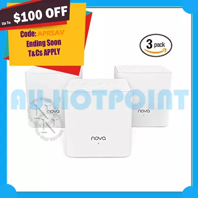 Tenda Nova MW3/MW5G Home Mesh WiFi System 3PK Dual Band Wireless Router+3 Yr Wty • $129.95
