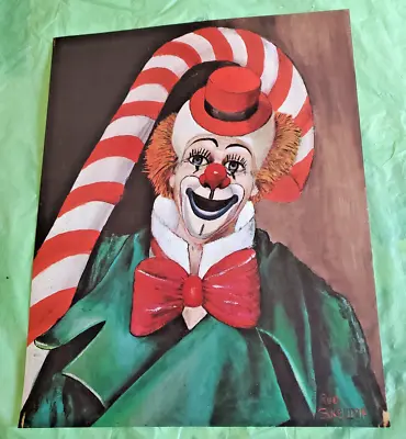 Red Skelton 1972 Candy Cane Clown Lithograph NEW OLD STOCK PLUS Free Girl Clown • $19.50