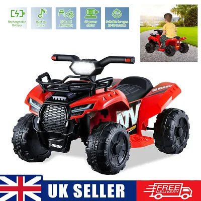 Red 6V Kids Ride-On Electric ATV Off-Road Quad Car Toy W/2 Speeds LED Lights • £67.99