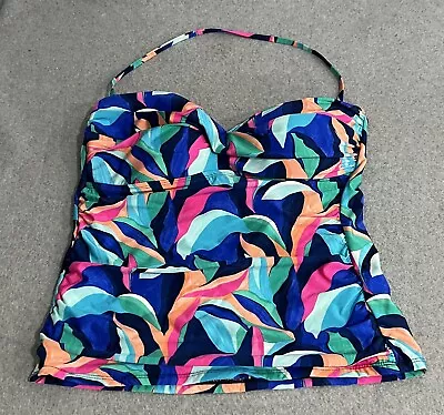 Women's La Blanca Printed Halter Tankini Swim Top Blue Pink Size 12 NEW • $47.49