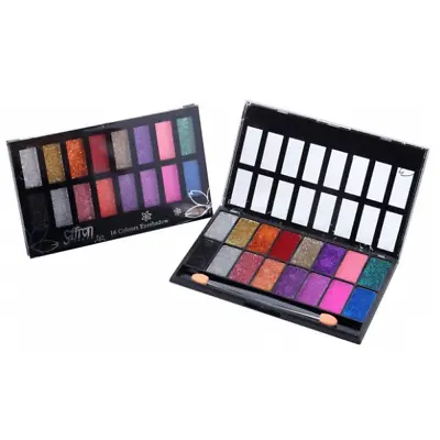 Saffron Eyeshadow Palette ~ Glitter Shades ~ 16 Bright Colours Inc Applicator • £6.99