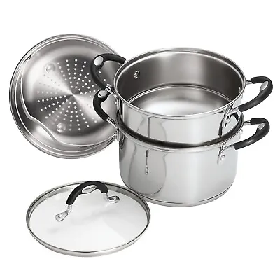 Tramontina Stainless Steel 3 Quart Steamer & Double-Boiler 4 Piece • $33.98