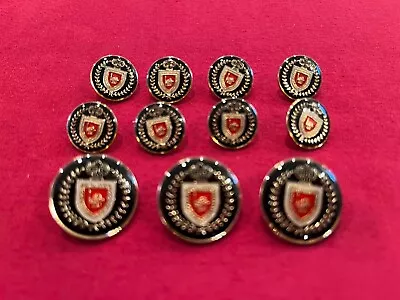 Gold Black Red Lion Shield Crown Coat Of Arms Enamel Metal Blazer 11-Buttons Set • $24.90