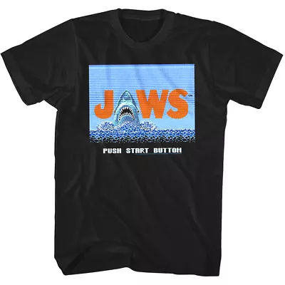 Jaws Push Start Button Men's T Shirt Shark 8Bit Pixel Video Game Vintage Tee • $34.99